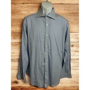 Men's Michael Kors Slim Fit Blue Striped Button Front Shirt Sz 16 34/35 Large